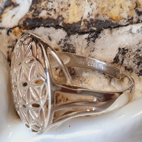 Ring Blume des Lebens aus Silber (rund)