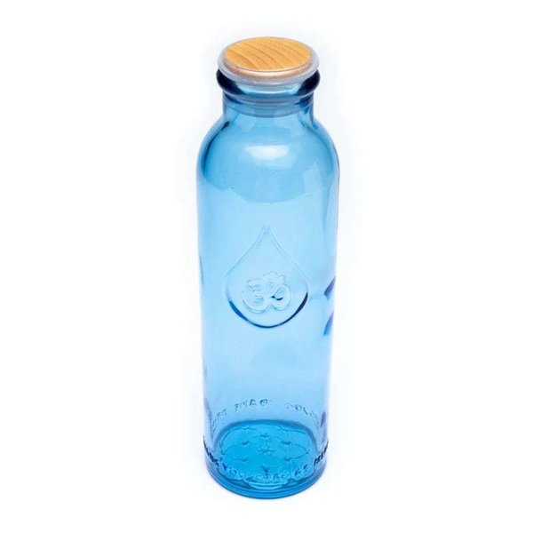 Trinkflasche OM 0,5 Liter mit dem Samen des Lebens aus 100 % recyceltem Glas; schwermetallfrei